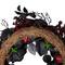 24" Burgundy & Black Roses with Spiders Halloween Wreath